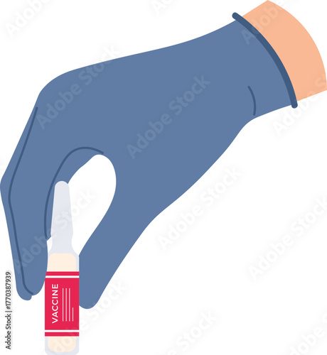 Doctor hands with vaccine. Nurse hand in medical gloves hold syringe and ampoule with medicine. Flu or covid vaccination concept vector set