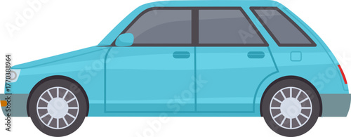 Flat cars. Cartoon vehicle side view. Taxi, minivan, mini car, suv and pickup truck. City auto transport icons. Automobile design vector set