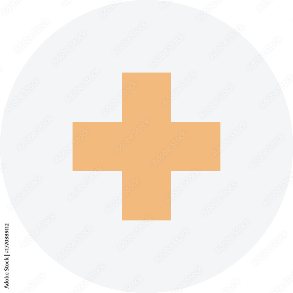 Fototapeta premium Orange Cross Symbol within a White Circle on Transparent Background