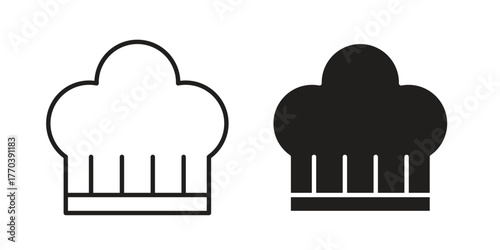 Chef hat icon illustrations collection. editable stroke outline and flat style