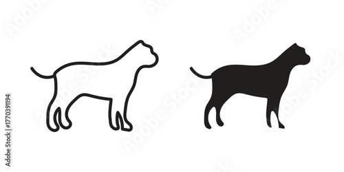Chihuahua dog icon illustrations collection. editable stroke outline and flat style