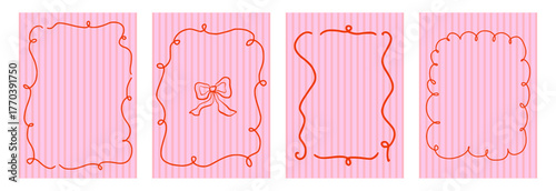 Whimsical frame with elegant ribbon bow. Soft christmas charm and doodle details create a romantic whimsical look and festive christmas border.