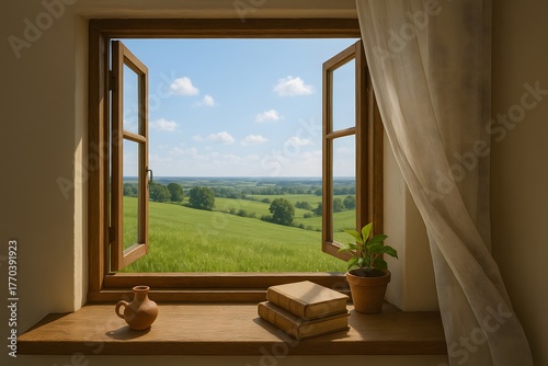 Countryside Window Serene Vibes