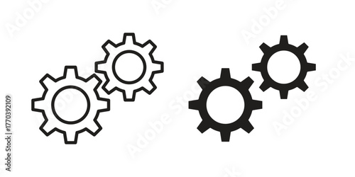 COGS icon illustrations collection. editable stroke outline and flat style