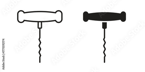 Corkscrew icon illustrations collection. editable stroke outline and flat style
