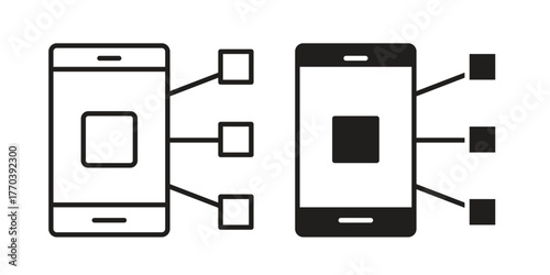 Content curation icon illustrations collection. editable stroke outline and flat style
