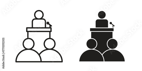 Convention icon illustrations collection. editable stroke outline and flat style