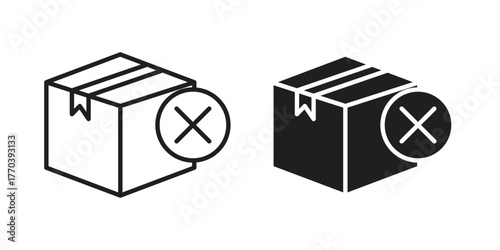 Delivery cancelled icon illustrations collection. editable stroke outline and flat style