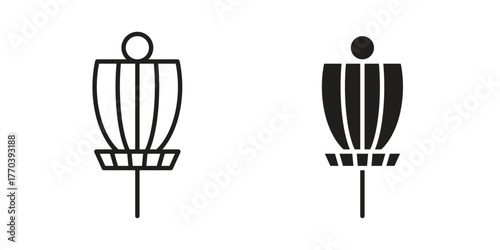 Disc golf icon illustrations collection. editable stroke outline and flat style