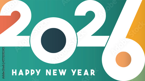 Happy new year 2026 . Greeting design with number of year. Vector illustration for greeting card, invitation, calendar	