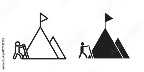 Effort icon illustrations collection. editable stroke outline and flat style