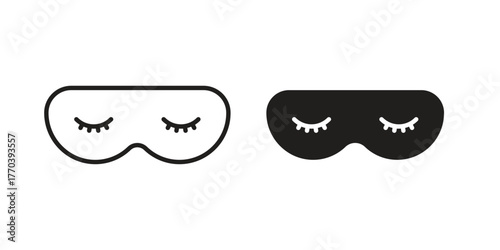 Eye mask icon illustrations collection. editable stroke outline and flat style
