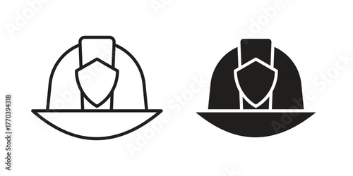 Firefighter hat icon illustrations collection. editable stroke outline and flat style