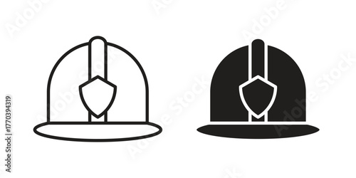 Firefighter helmet icon illustrations collection. editable stroke outline and flat style