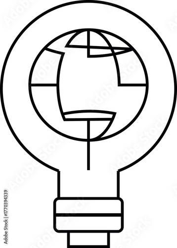 Global Innovation Lightbulb Icon – International Business Idea Vector
