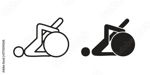 Fitness Ball icon illustrations collection. editable stroke outline and flat style