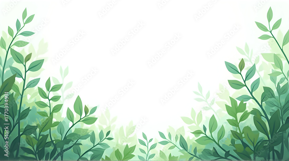 custom made wallpaper toronto digitalGreen Leaves Border Illustration with Lush Foliage for Nature and Environmental Design