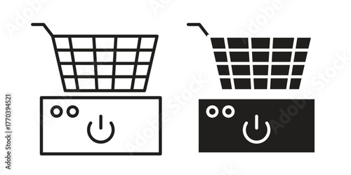 Fryer icon illustrations collection. editable stroke outline and flat style