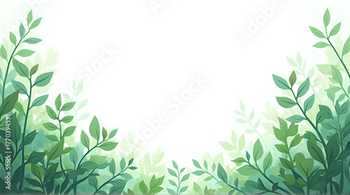 Wallpaper Mural Green Leaves Border Illustration with Lush Foliage for Nature and Environmental Design Torontodigital.ca