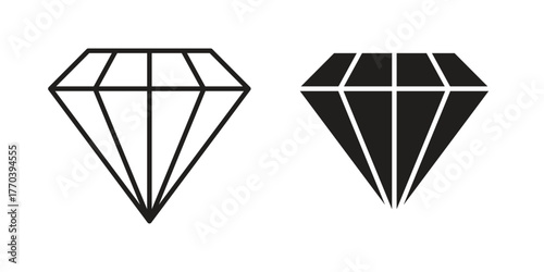 Gemstone icon illustrations collection. editable stroke outline and flat style