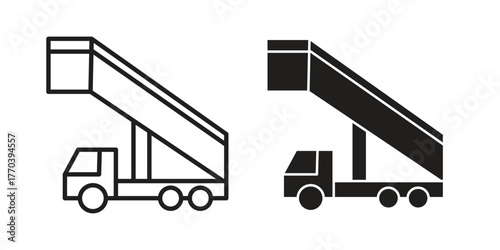 Gangway truck icon illustrations collection. editable stroke outline and flat style