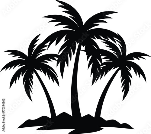 illustration-of-three-black-palm-trees-with-detail.eps