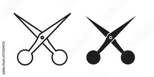 Hairdresser scissors icon illustrations collection. editable stroke outline and flat style