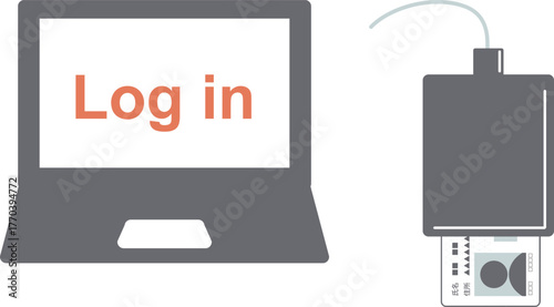 ICカードリーダーでマイナンバーカードを読み取ってログインするイメージイラスト