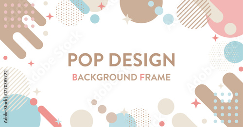 ポップデザインの背景フレーム｜幾何学模様とカラフルパターンの抽象背景