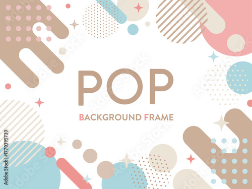 ポップデザインの背景フレーム｜幾何学模様とカラフルパターンの抽象背景