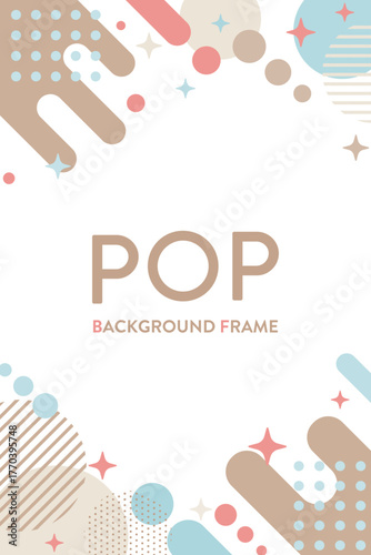 ポップデザインの背景フレーム｜幾何学模様とカラフルパターンの抽象背景