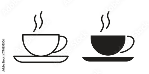 Hot drinks icon illustrations collection. editable stroke outline and flat style