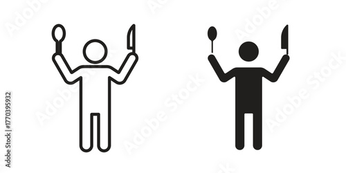 Hungry human icon illustrations collection. editable stroke outline and flat style