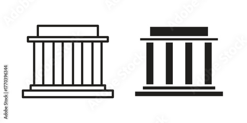 Lincoln memorial icon illustrations collection. editable stroke outline and flat style
