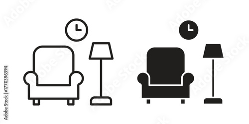 Lounge icon illustrations collection. editable stroke outline and flat style