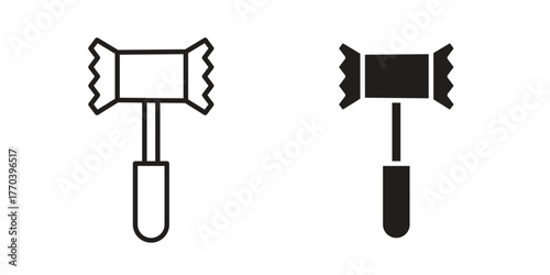 Meat tenderizer icon illustrations collection. editable stroke outline and flat style