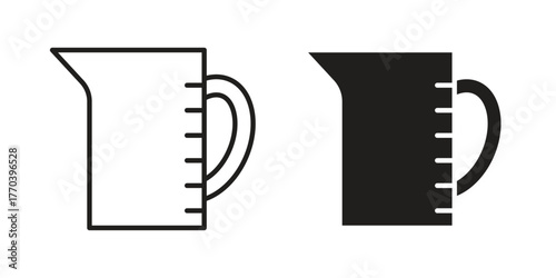 Measuring cup icon illustrations collection. editable stroke outline and flat style