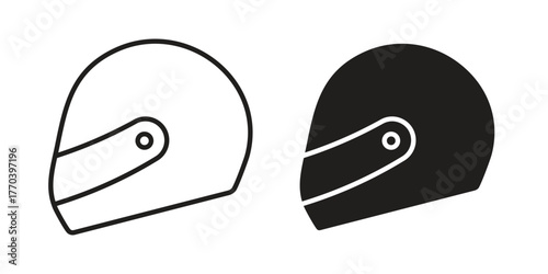 Motorcycle helmet icon illustrations collection. editable stroke outline and flat style