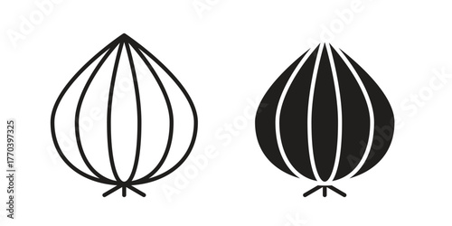 Onion icon illustrations collection. editable stroke outline and flat style