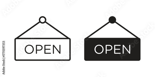 Open icon illustrations collection. editable stroke outline and flat style