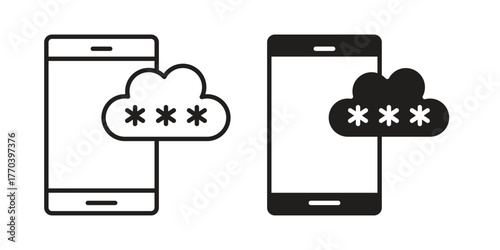 OTP icon illustrations collection. editable stroke outline and flat style