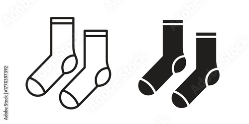 Pair of socks icon illustrations collection. editable stroke outline and flat style