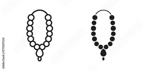 Pearl necklace icon illustrations collection. editable stroke outline and flat style