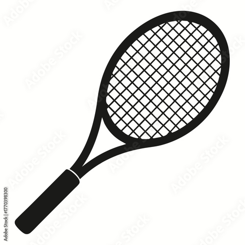 Tennis racket vector clean black silhouette design white background