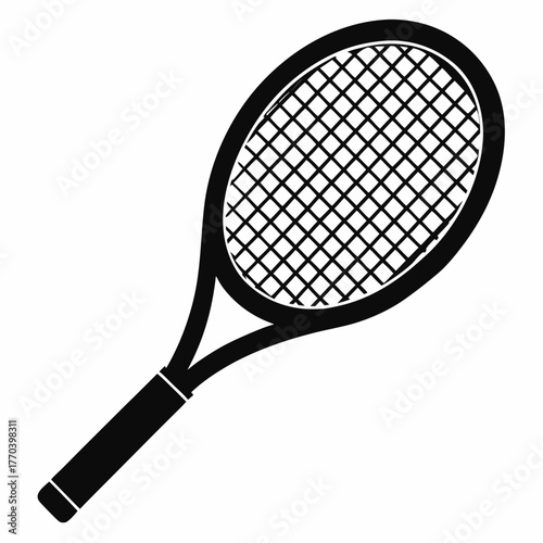 Tennis racket vector clean black silhouette design white background