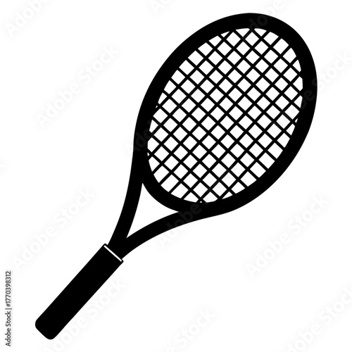 Tennis racket vector clean black silhouette design white background