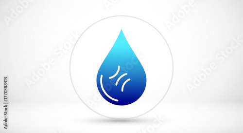 Water drop icon, symbolizing purity, freshness, and the essential element of life and hydration for health