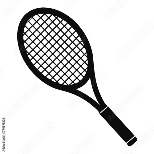 Tennis racket vector clean black silhouette design white background