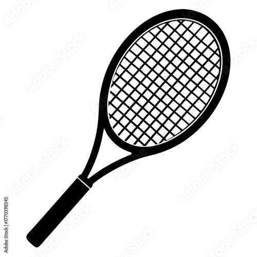Tennis racket vector clean black silhouette design white background
