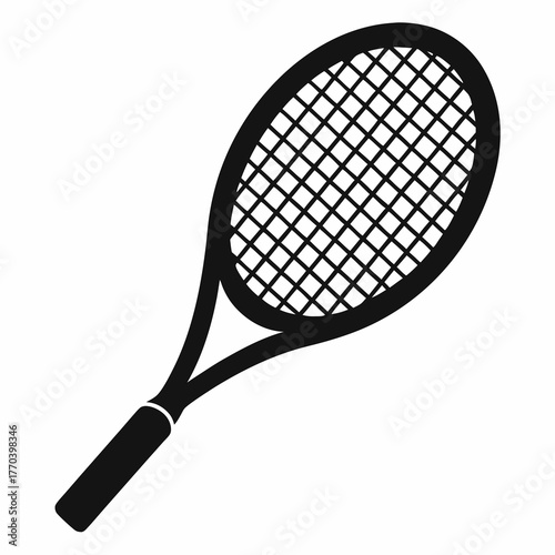 Tennis racket vector clean black silhouette design white background